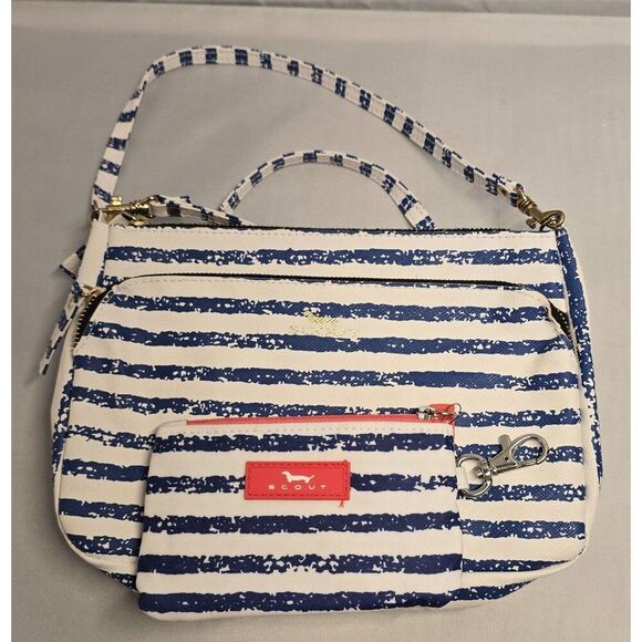 Scout Navy & White Striped Crossbody Bag With Mini Pouch coin purse - Picture 6 of 9